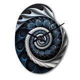 Blue And White Stained Liquid Glass II - Asymmetric Metal Wall Clock