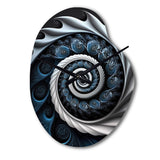 Blue And White Stained Liquid Glass II - Asymmetric Metal Wall Clock