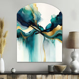 Teal And Gold Abstract Expression I - Asymmetric Metal Wall Clock