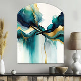 Teal And Gold Abstract Expression I - Asymmetric Metal Wall Clock