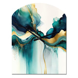 Teal And Gold Abstract Expression I - Asymmetric Metal Wall Clock