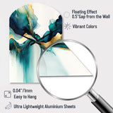 Teal And Gold Abstract Expression I - Asymmetric Metal Wall Clock