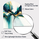 Teal And Gold Abstract Expression I - Asymmetric Metal Wall Clock