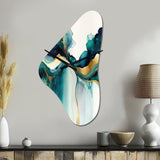Teal And Gold Abstract Expression I - Asymmetric Metal Wall Clock