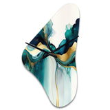 Teal And Gold Abstract Expression I - Asymmetric Metal Wall Clock