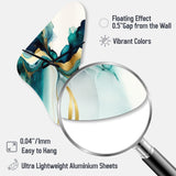Teal And Gold Abstract Expression I - Asymmetric Metal Wall Clock