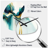 Teal And Gold Abstract Expression I - Asymmetric Metal Wall Clock