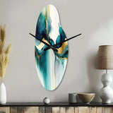 Teal And Gold Abstract Expression I - Asymmetric Metal Wall Clock