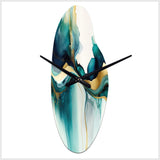 Teal And Gold Abstract Expression I - Asymmetric Metal Wall Clock