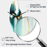 Teal And Gold Abstract Expression I - Asymmetric Metal Wall Clock