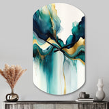 Teal And Gold Abstract Expression I - Asymmetric Metal Wall Clock