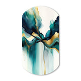Teal And Gold Abstract Expression I - Asymmetric Metal Wall Clock