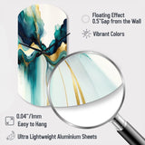 Teal And Gold Abstract Expression I - Asymmetric Metal Wall Clock