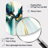Teal And Gold Abstract Expression I - Asymmetric Metal Wall Clock