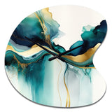 Teal And Gold Abstract Expression I - Asymmetric Metal Wall Clock