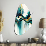Teal And Gold Abstract Expression I - Asymmetric Metal Wall Clock