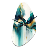 Teal And Gold Abstract Expression I - Asymmetric Metal Wall Clock