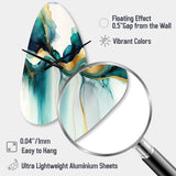 Teal And Gold Abstract Expression I - Asymmetric Metal Wall Clock