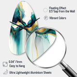 Teal And Gold Abstract Expression I - Asymmetric Metal Wall Clock