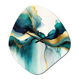 Teal And Gold Abstract Expression I - Asymmetric Metal Wall Clock