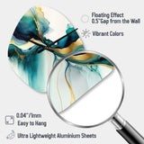 Teal And Gold Abstract Expression I - Asymmetric Metal Wall Clock