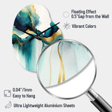 Teal And Gold Abstract Expression I - Asymmetric Metal Wall Clock