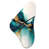 Teal And Gold Abstract Expression II - Asymmetric Metal Wall Clock