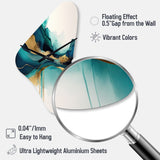 Teal And Gold Abstract Expression II - Asymmetric Metal Wall Clock