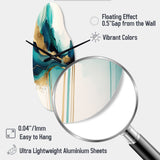 Teal And Gold Abstract Expression II - Asymmetric Metal Wall Clock