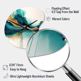 Teal And Gold Abstract Expression II - Asymmetric Metal Wall Clock