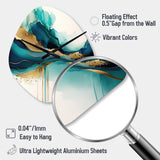 Teal And Gold Abstract Expression II - Asymmetric Metal Wall Clock
