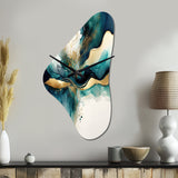 Teal And Gold Abstract Expression III - Asymmetric Metal Wall Clock