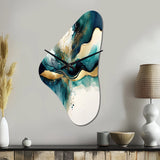 Teal And Gold Abstract Expression III - Asymmetric Metal Wall Clock