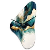 Teal And Gold Abstract Expression III - Asymmetric Metal Wall Clock