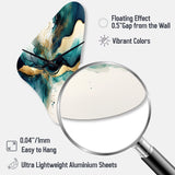 Teal And Gold Abstract Expression III - Asymmetric Metal Wall Clock