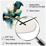 Teal And Gold Abstract Expression III - Asymmetric Metal Wall Clock
