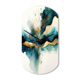 Teal And Gold Abstract Expression III - Asymmetric Metal Wall Clock
