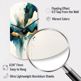 Teal And Gold Abstract Expression III - Asymmetric Metal Wall Clock