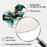 Teal And Gold Abstract Expression III - Asymmetric Metal Wall Clock