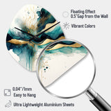 Teal And Gold Abstract Expression III - Asymmetric Metal Wall Clock