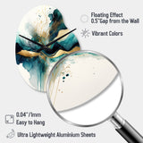 Teal And Gold Abstract Expression III - Asymmetric Metal Wall Clock