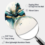 Teal And Gold Abstract Expression III - Asymmetric Metal Wall Clock