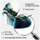 Teal And Gold Abstract Expression IV - Asymmetric Metal Wall Clock