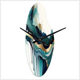 Teal And Gold Abstract Expression IV - Asymmetric Metal Wall Clock