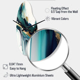 Teal And Gold Abstract Expression IV - Asymmetric Metal Wall Clock