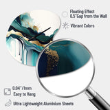 Teal And Gold Abstract Expression IV - Asymmetric Metal Wall Clock