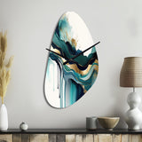 Teal And Gold Abstract Expression IV - Asymmetric Metal Wall Clock