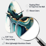 Teal And Gold Abstract Expression IV - Asymmetric Metal Wall Clock