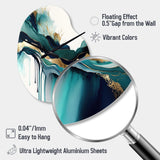 Teal And Gold Abstract Expression IV - Asymmetric Metal Wall Clock
