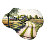 Calm Red Barn In Spring IV - Asymmetric Metal Wall Clock